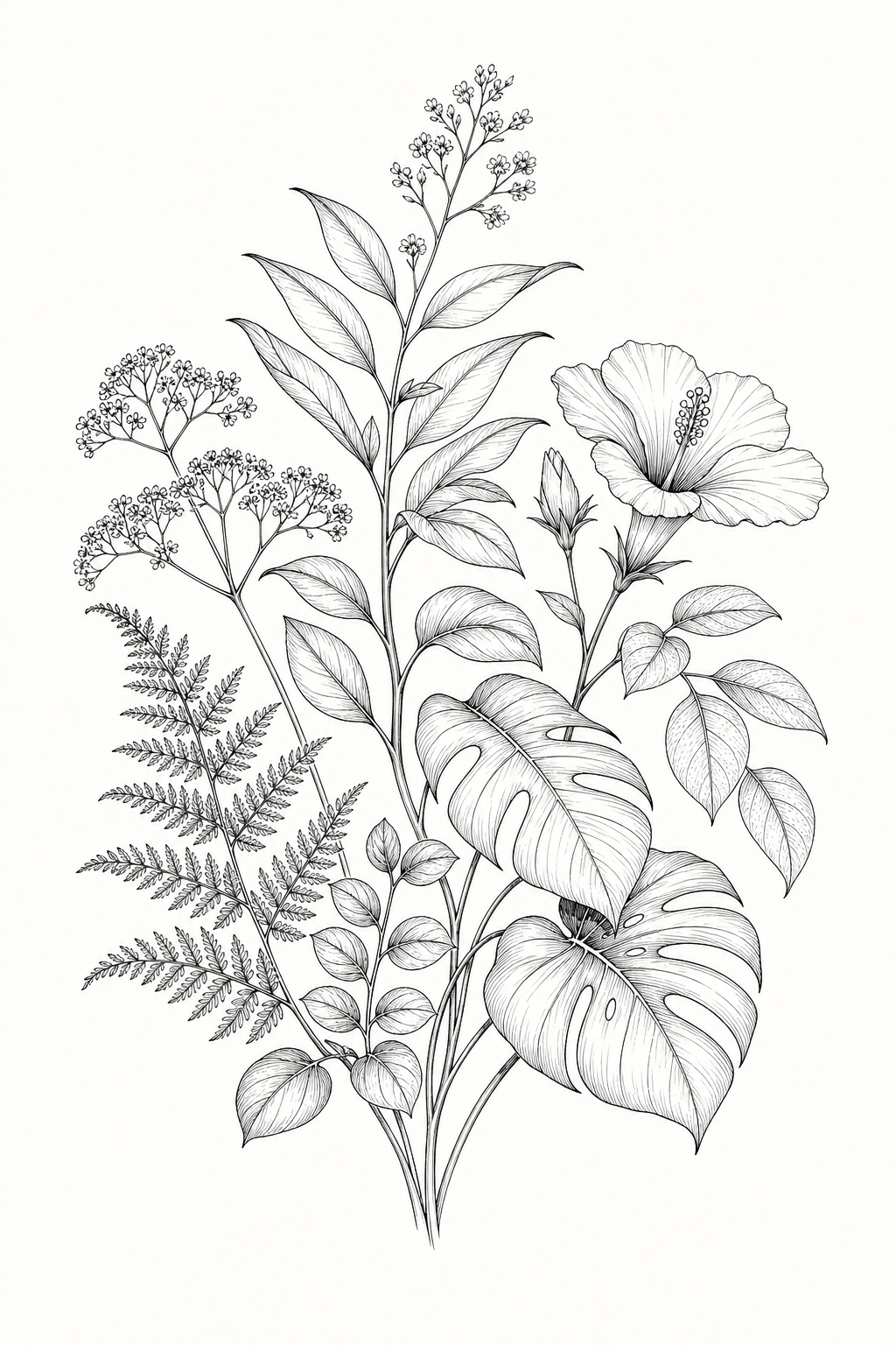 ink_line_drawing botanical monochrome