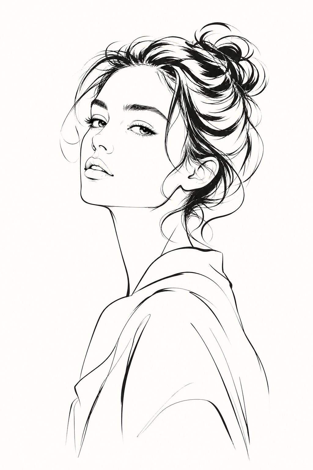 ink_line_drawing figure_portrait monochrome